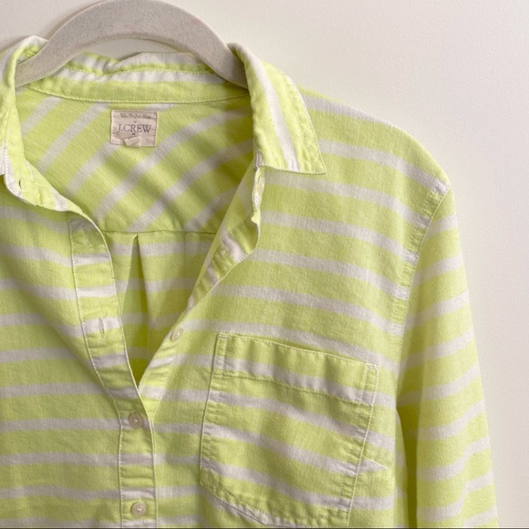 J. Crew Factory Yellow White Striped Popover - Picture 2 of 5